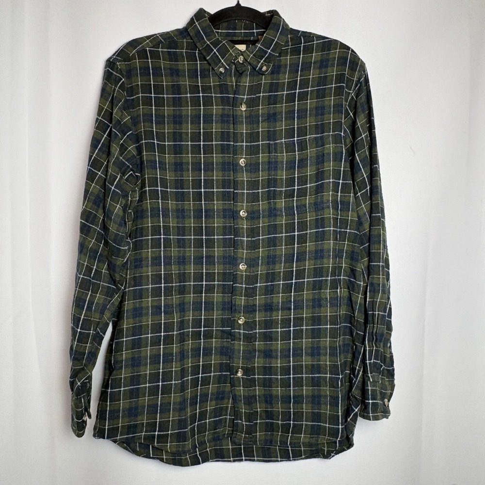 Mens Hobbs‎ Creek Plaid Button Down Shirt Long Sleeve Green Blue Size Medium